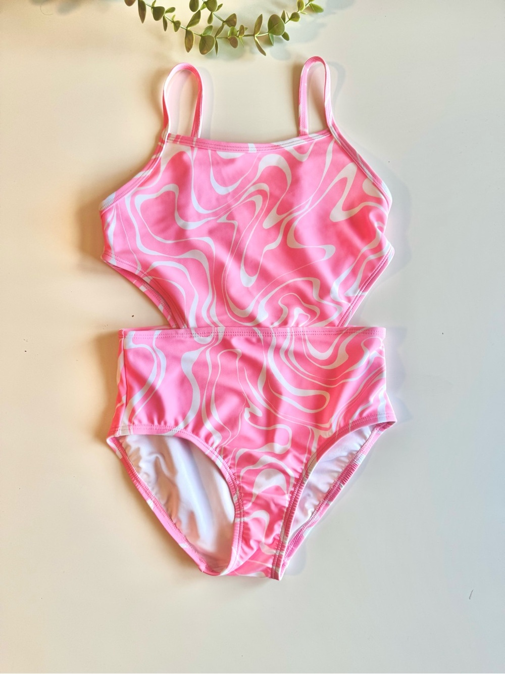 Old Navy Girls Pink Swirl Cutout Two Piece Swimsuit Size 8